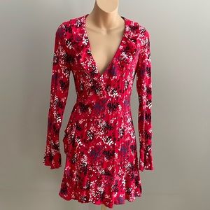 Urban Outfitters red print wrap dress size  S/P